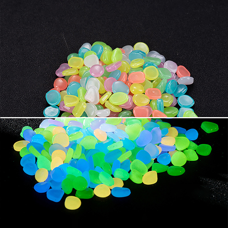 C 100pcs Garden Decor Luminous - Aquarium Fish Glow In The Dark ulasan dan harga