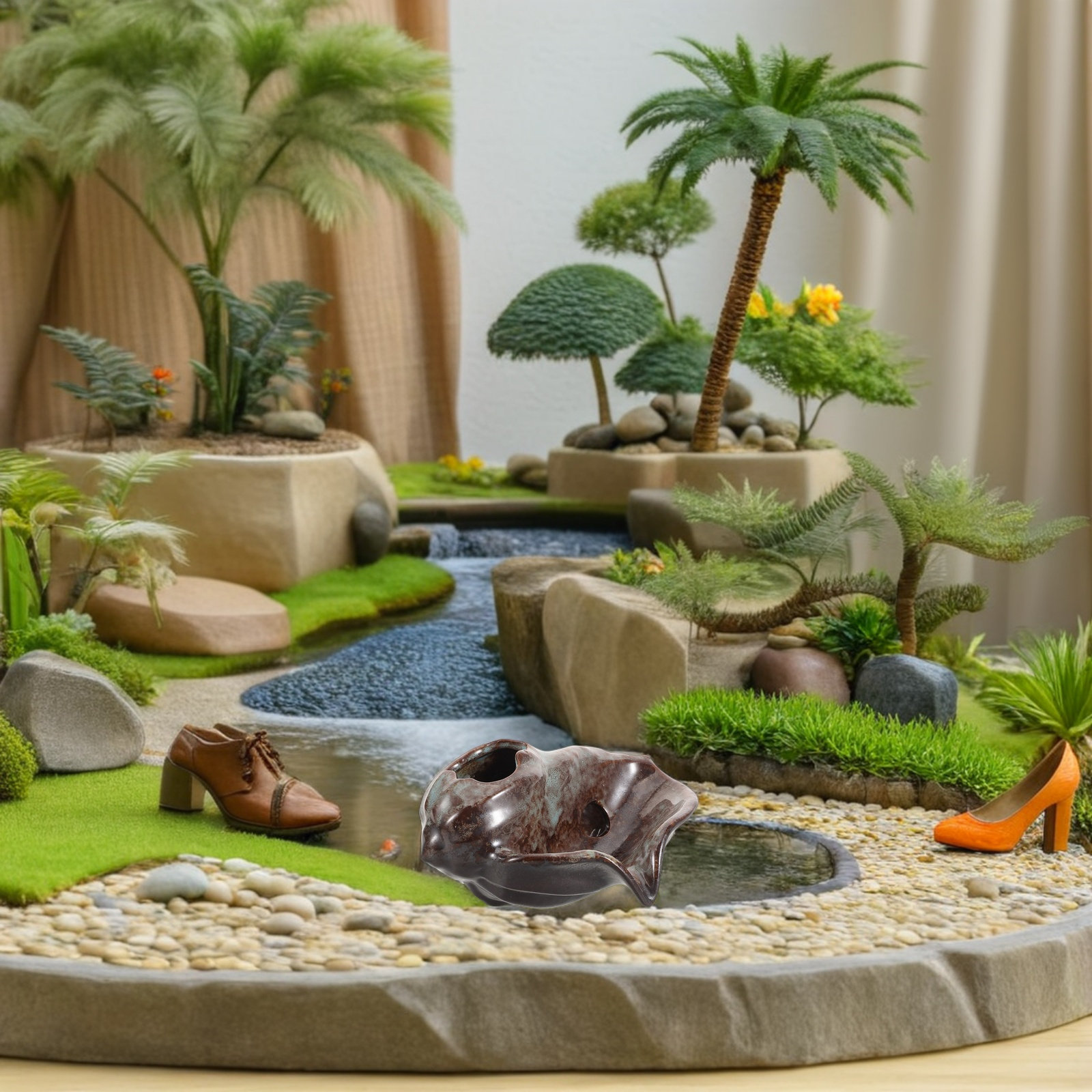 Ceramic Jar Fountain Waterfall - Aquarium Fish Home ulasan dan harga